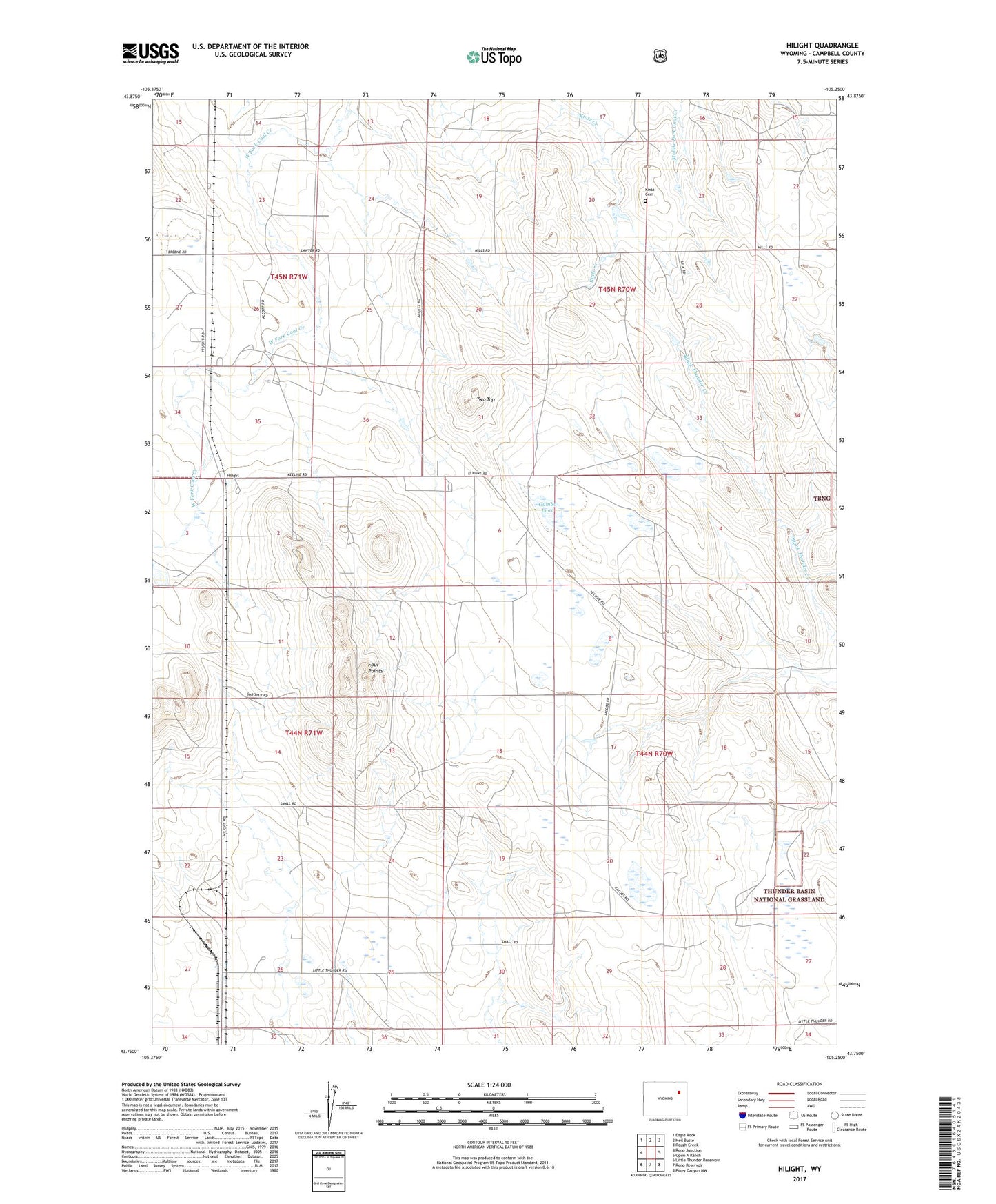 Hilight Wyoming US Topo Map Image