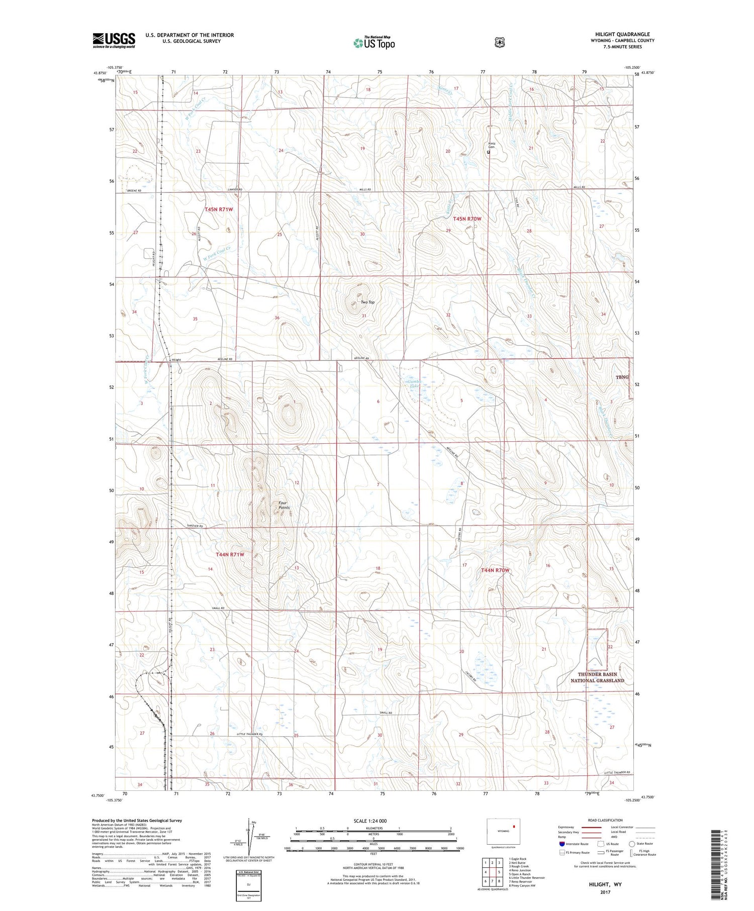 Hilight Wyoming US Topo Map Image