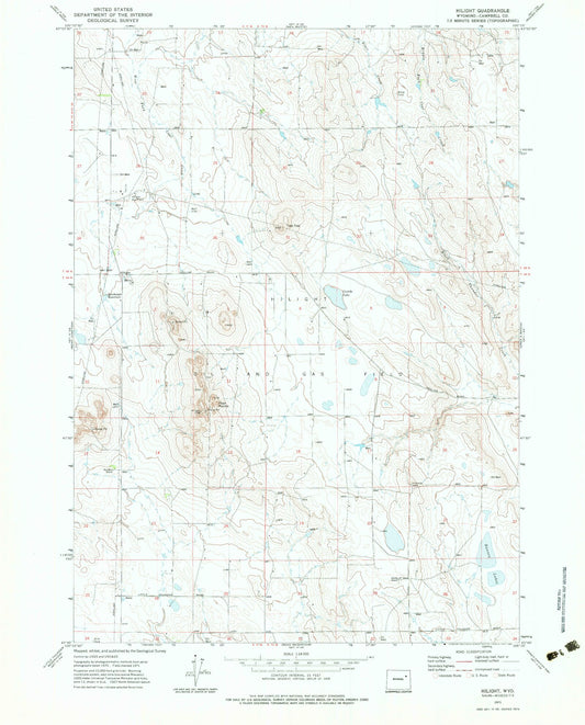 Classic USGS Hilight Wyoming 7.5'x7.5' Topo Map Image