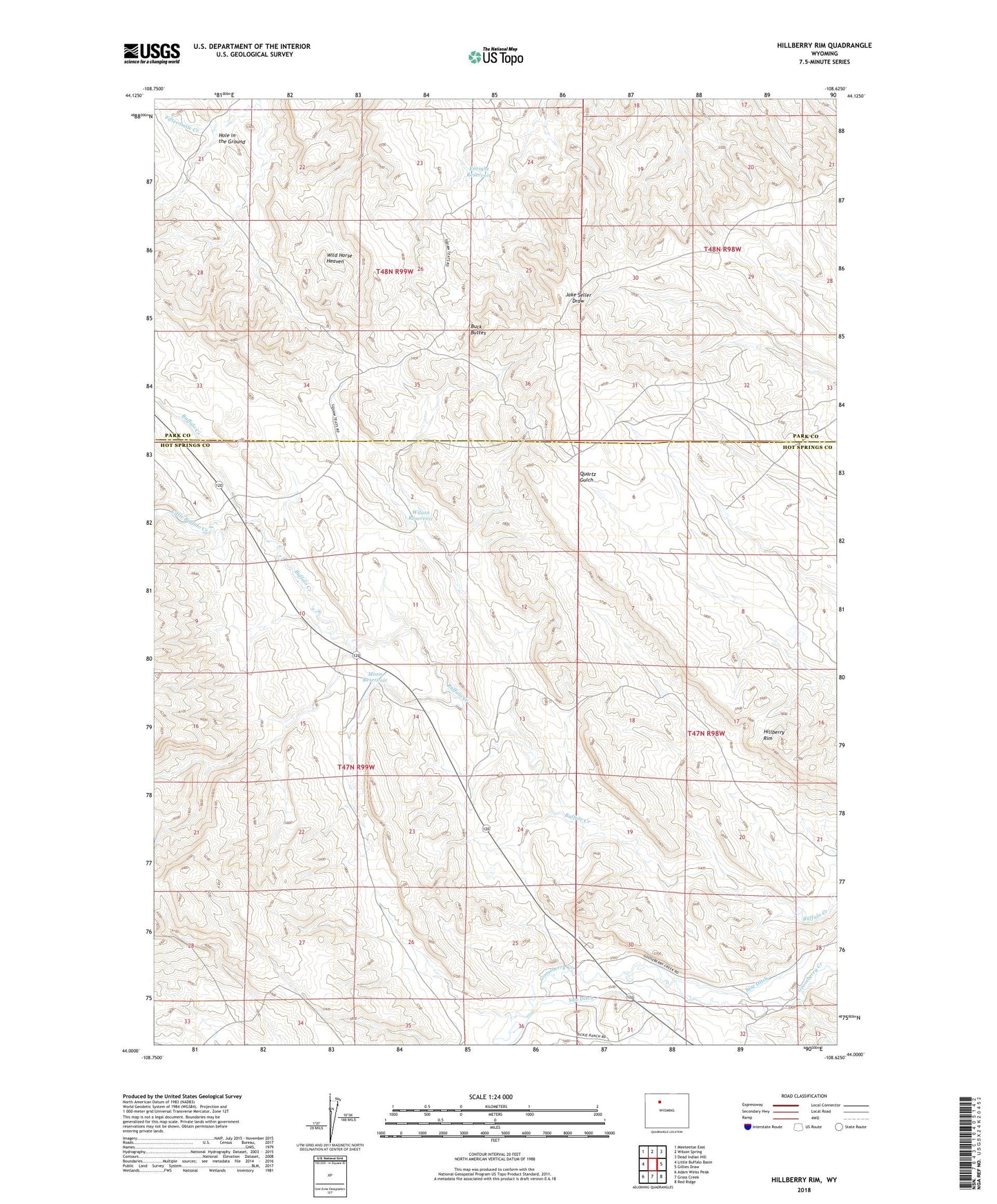 Hillberry Rim Wyoming US Topo Map Image