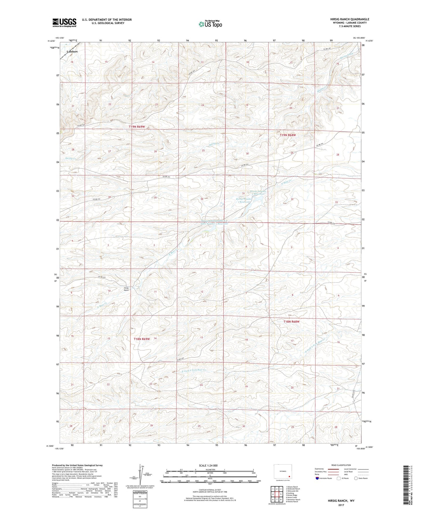 Hirsig Ranch Wyoming US Topo Map Image