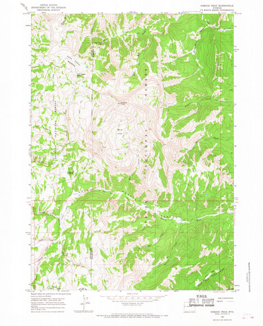 USGS Classic Hoback Peak Wyoming 7.5'x7.5' Topo Map Image