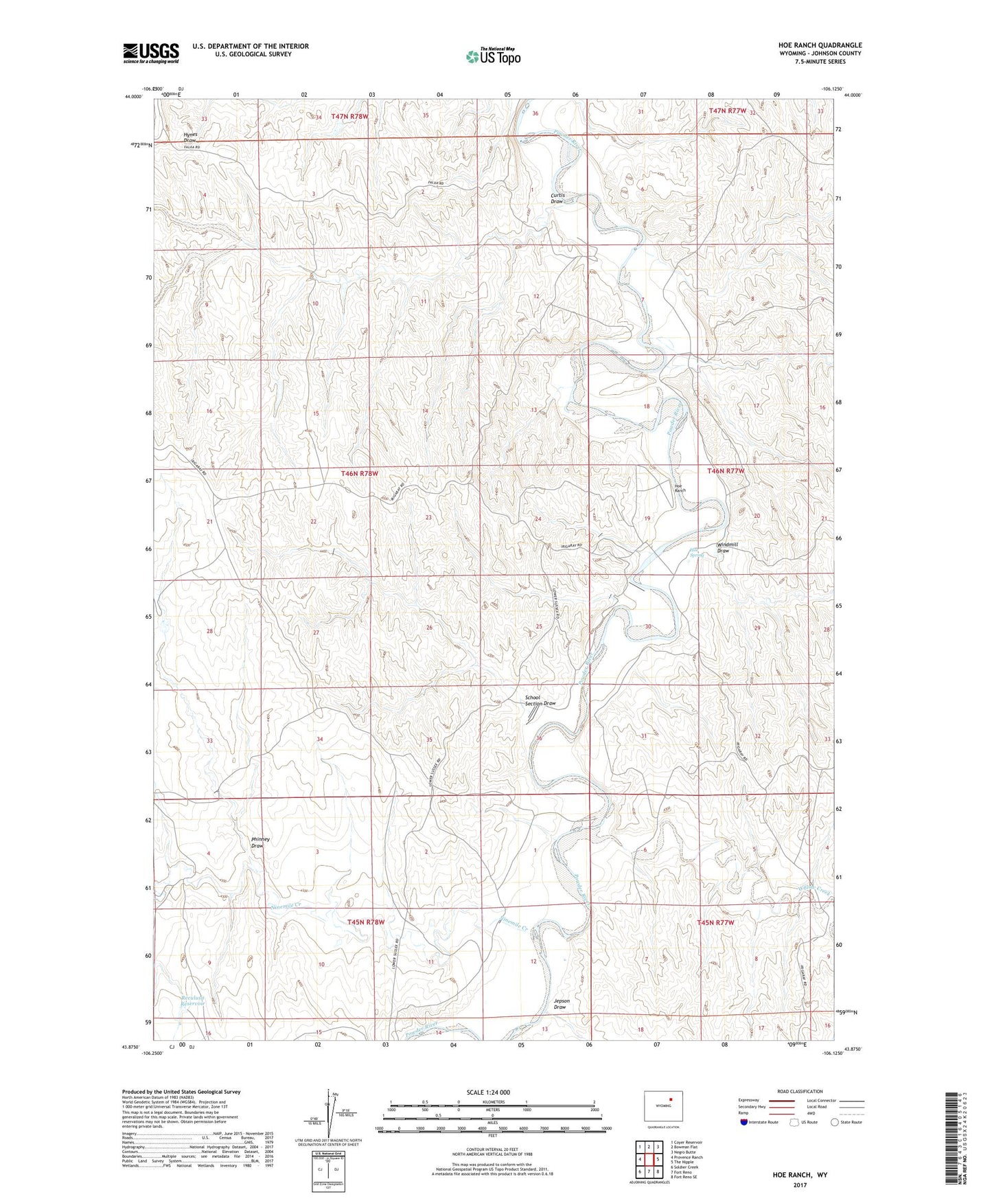 Hoe Ranch Wyoming US Topo Map Image
