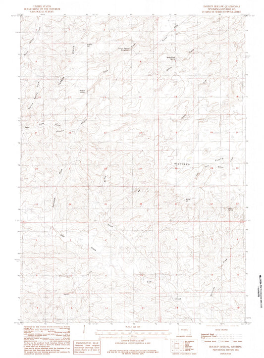 Classic USGS Holdup Hollow Wyoming 7.5'x7.5' Topo Map Image