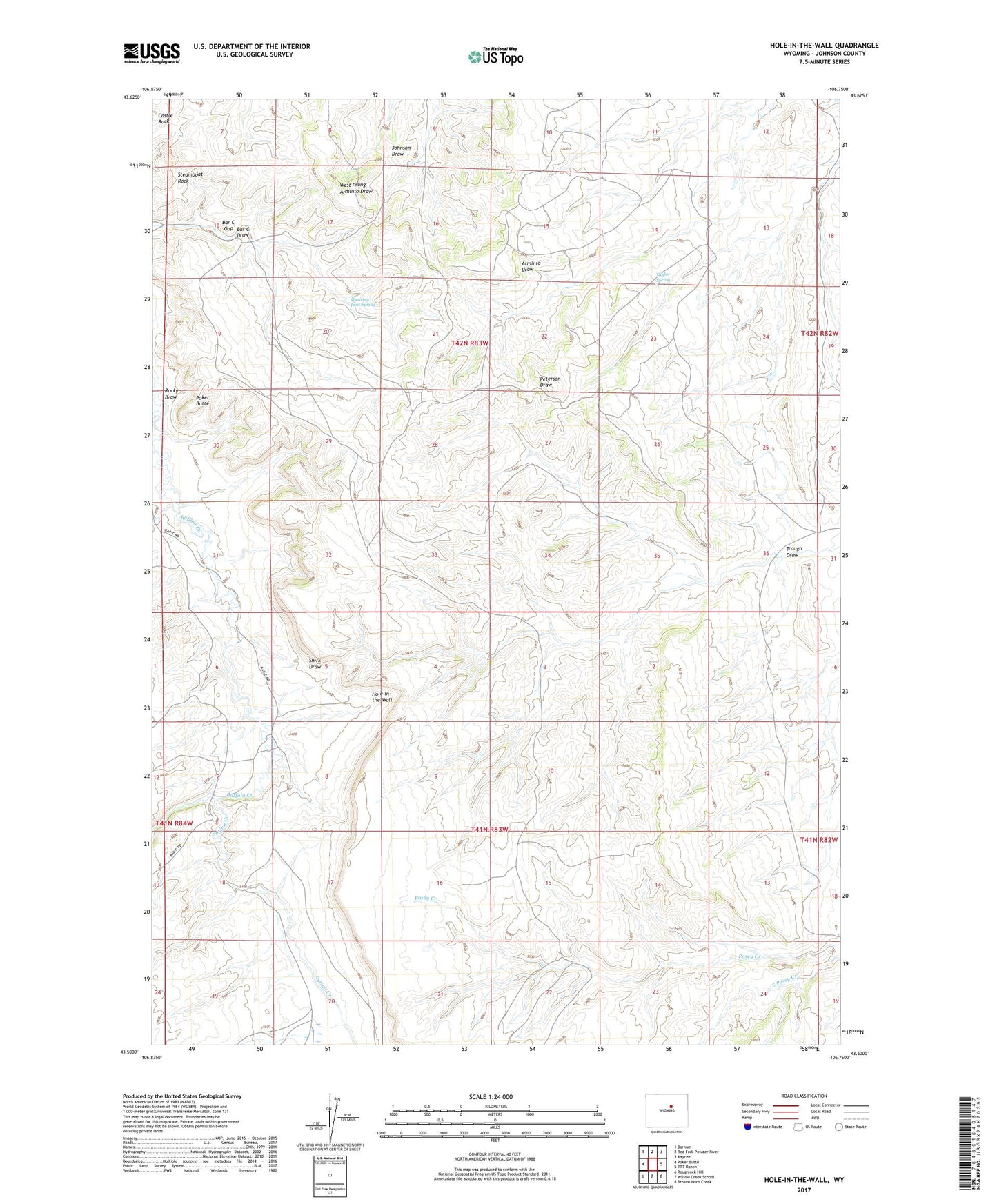 Hole-in-the-Wall Wyoming US Topo Map Image