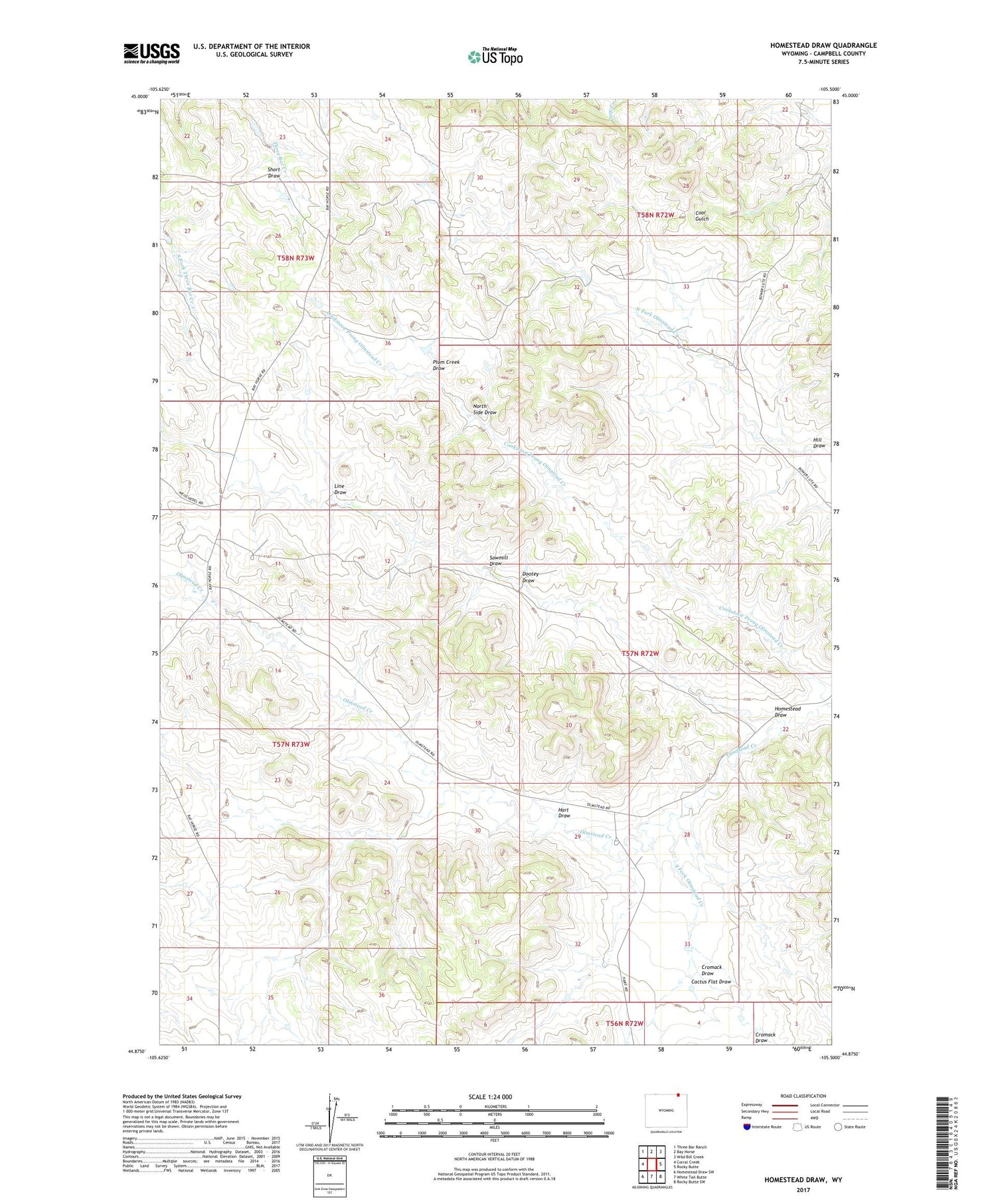 Homestead Draw Wyoming US Topo Map Image
