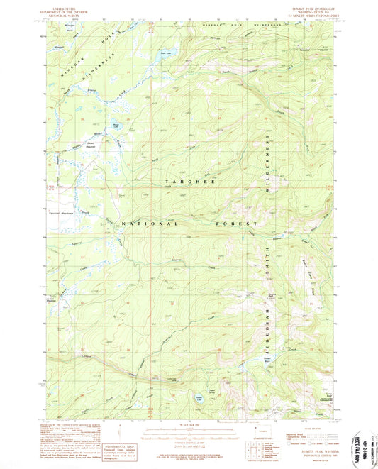 Classic USGS Hominy Peak Wyoming 7.5'x7.5' Topo Map Image