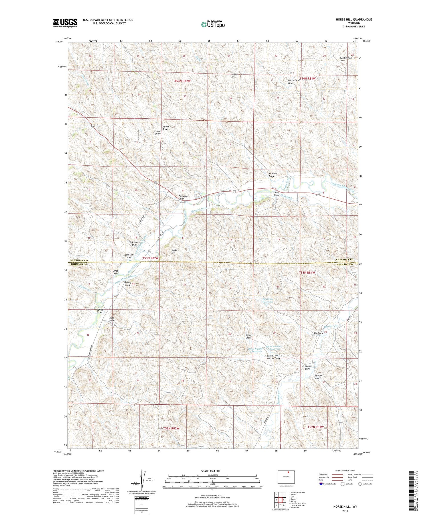 Horse Hill Wyoming US Topo Map Image