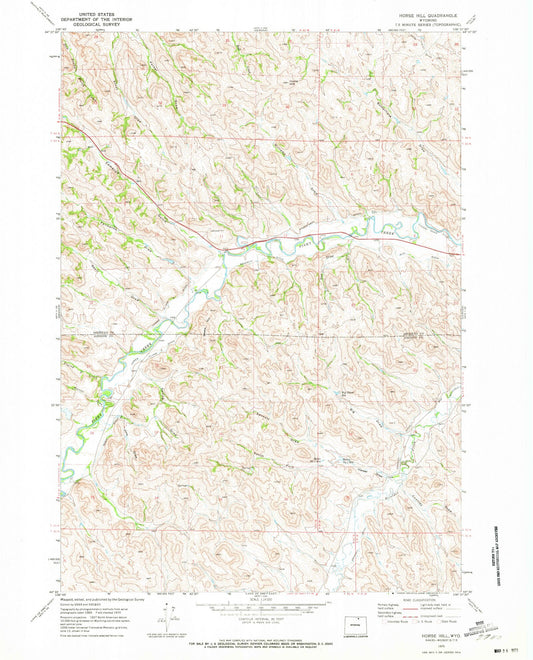 Classic USGS Horse Hill Wyoming 7.5'x7.5' Topo Map Image