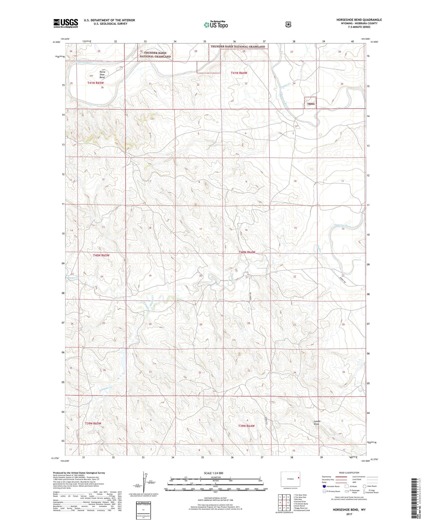 Horseshoe Bend Wyoming US Topo Map Image