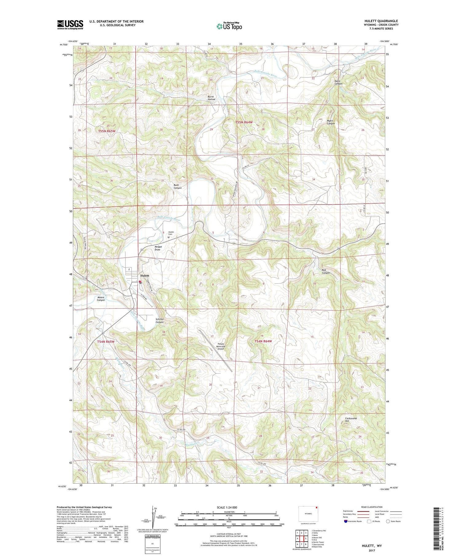 Hulett Wyoming US Topo Map Image