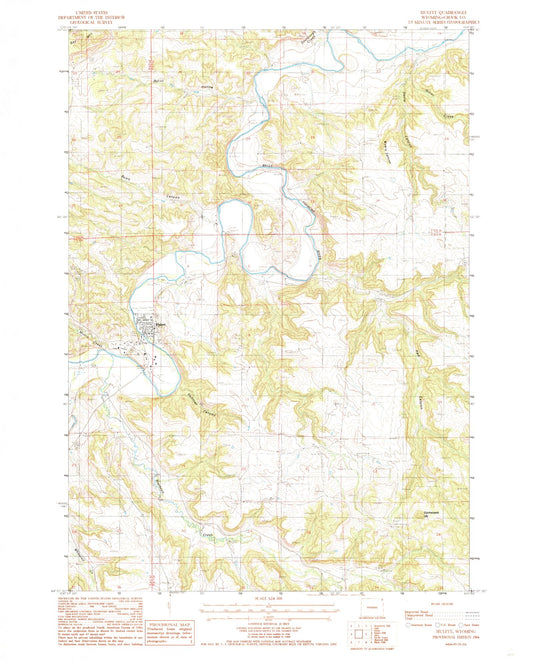 Classic USGS Hulett Wyoming 7.5'x7.5' Topo Map Image
