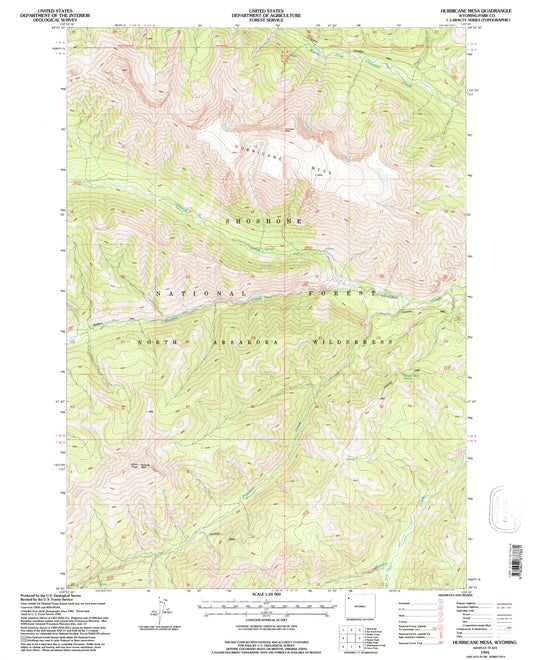 Classic USGS Hurricane Mesa Wyoming 7.5'x7.5' Topo Map Image