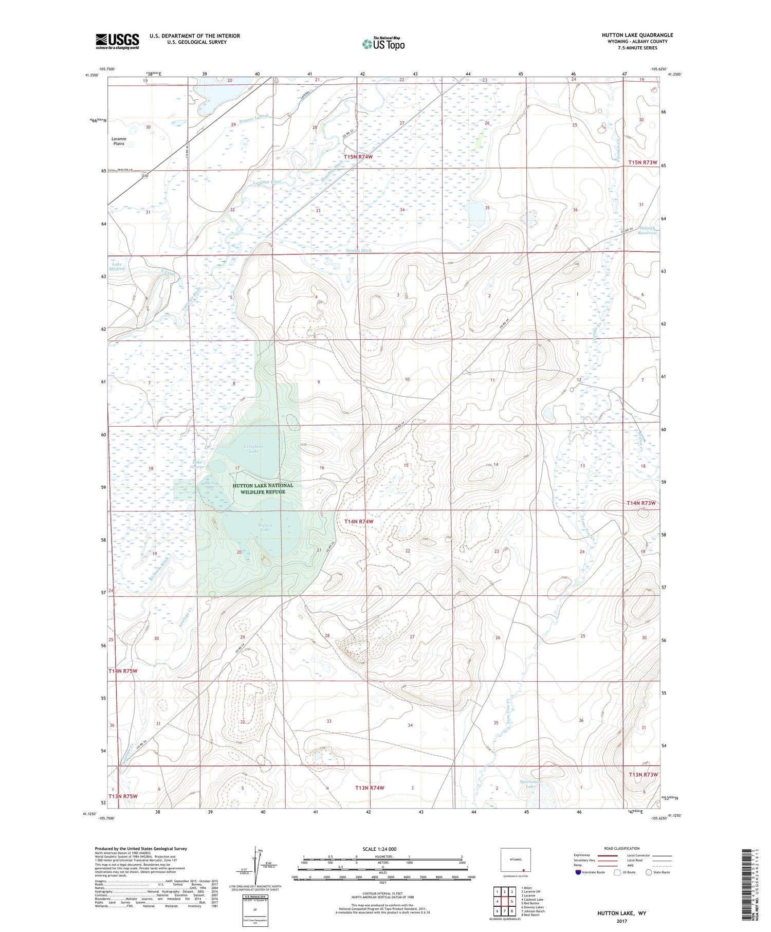Hutton Lake Wyoming US Topo Map Image