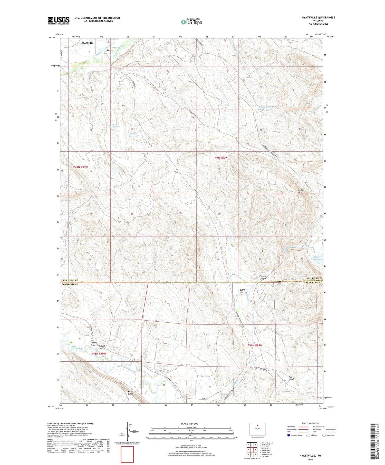 Hyattville Wyoming US Topo Map Image
