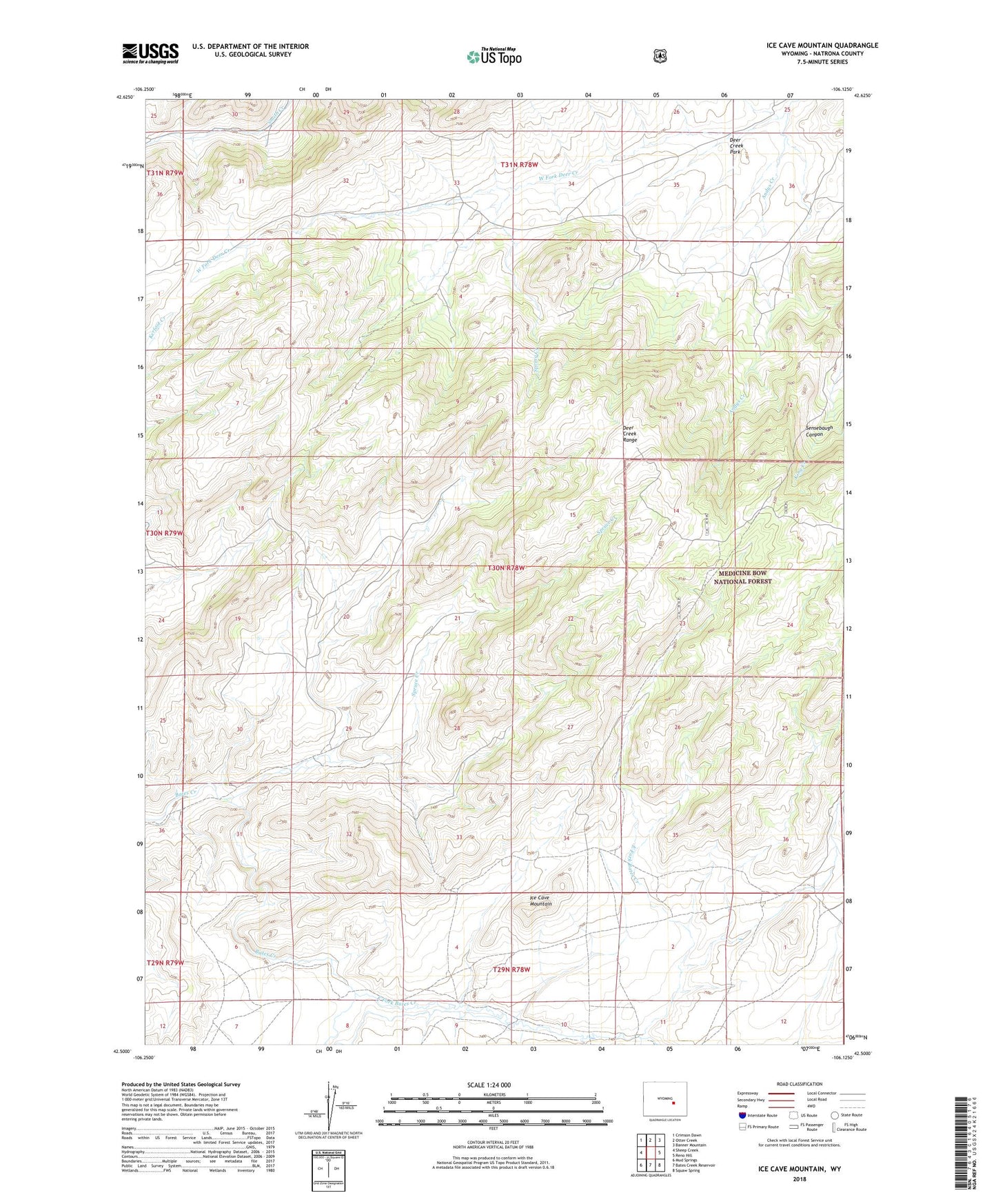 Ice Cave Mountain Wyoming US Topo Map Image