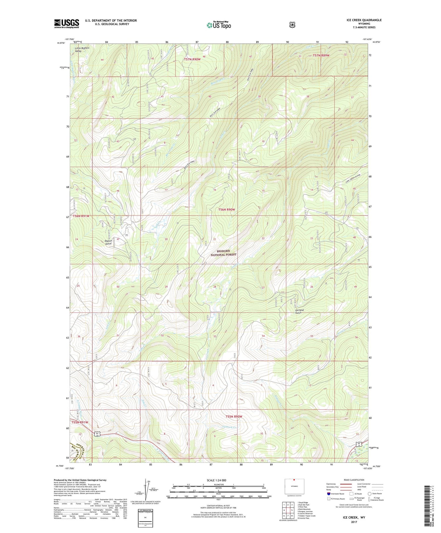 Ice Creek Wyoming US Topo Map Image