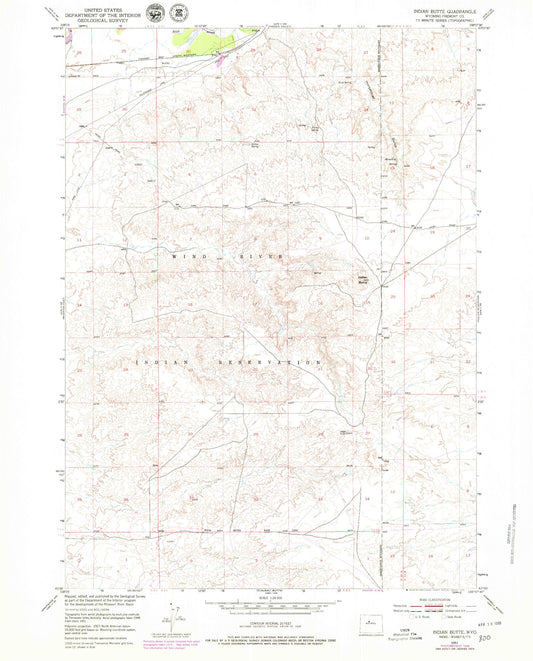 Classic USGS Indian Butte Wyoming 7.5'x7.5' Topo Map Image