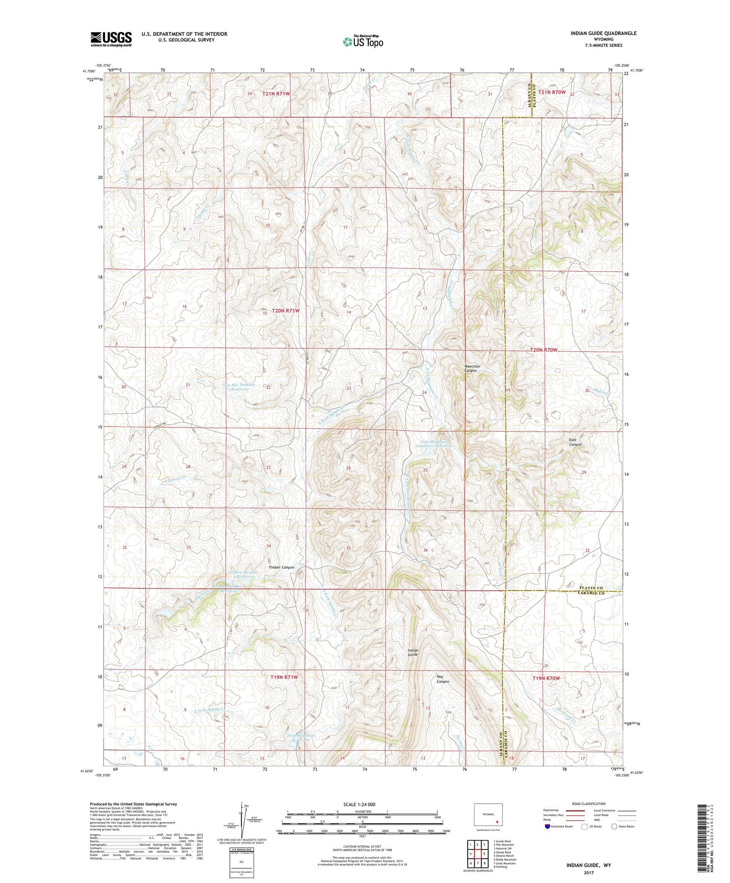Indian Guide Wyoming US Topo Map Image