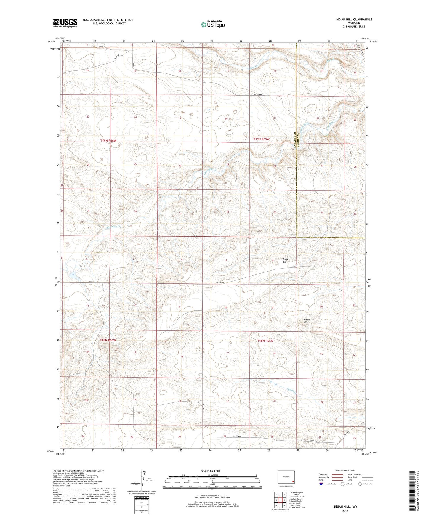 Indian Hill Wyoming US Topo Map Image