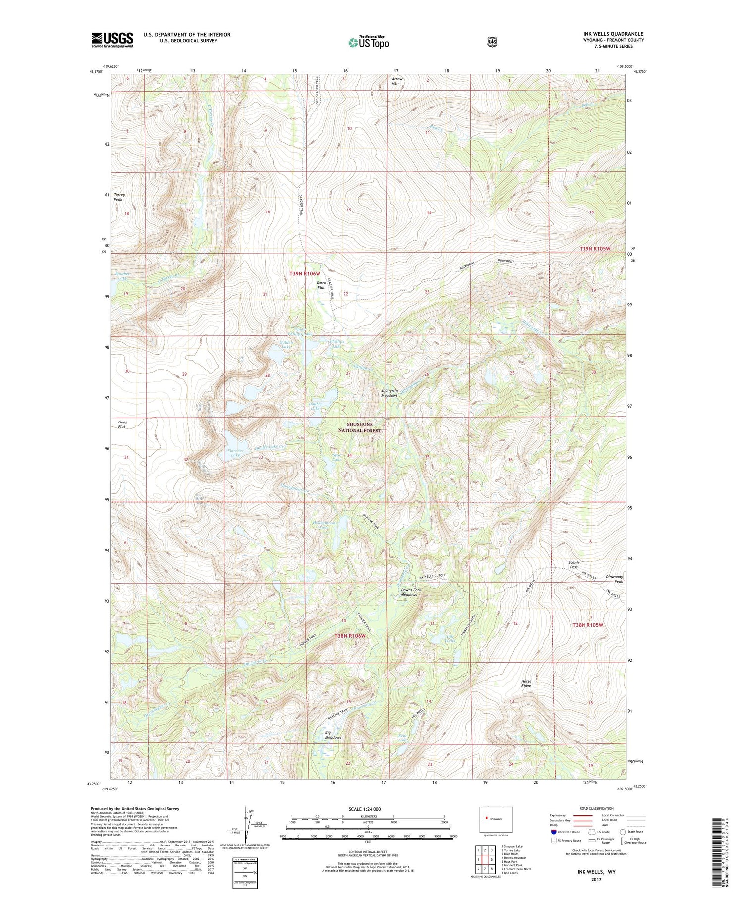 Ink Wells Wyoming US Topo Map Image