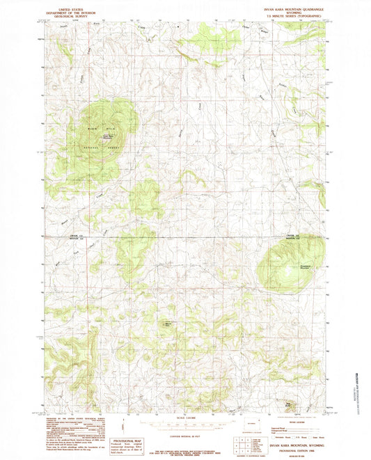 Classic USGS Inyan Kara Mountain Wyoming 7.5'x7.5' Topo Map Image