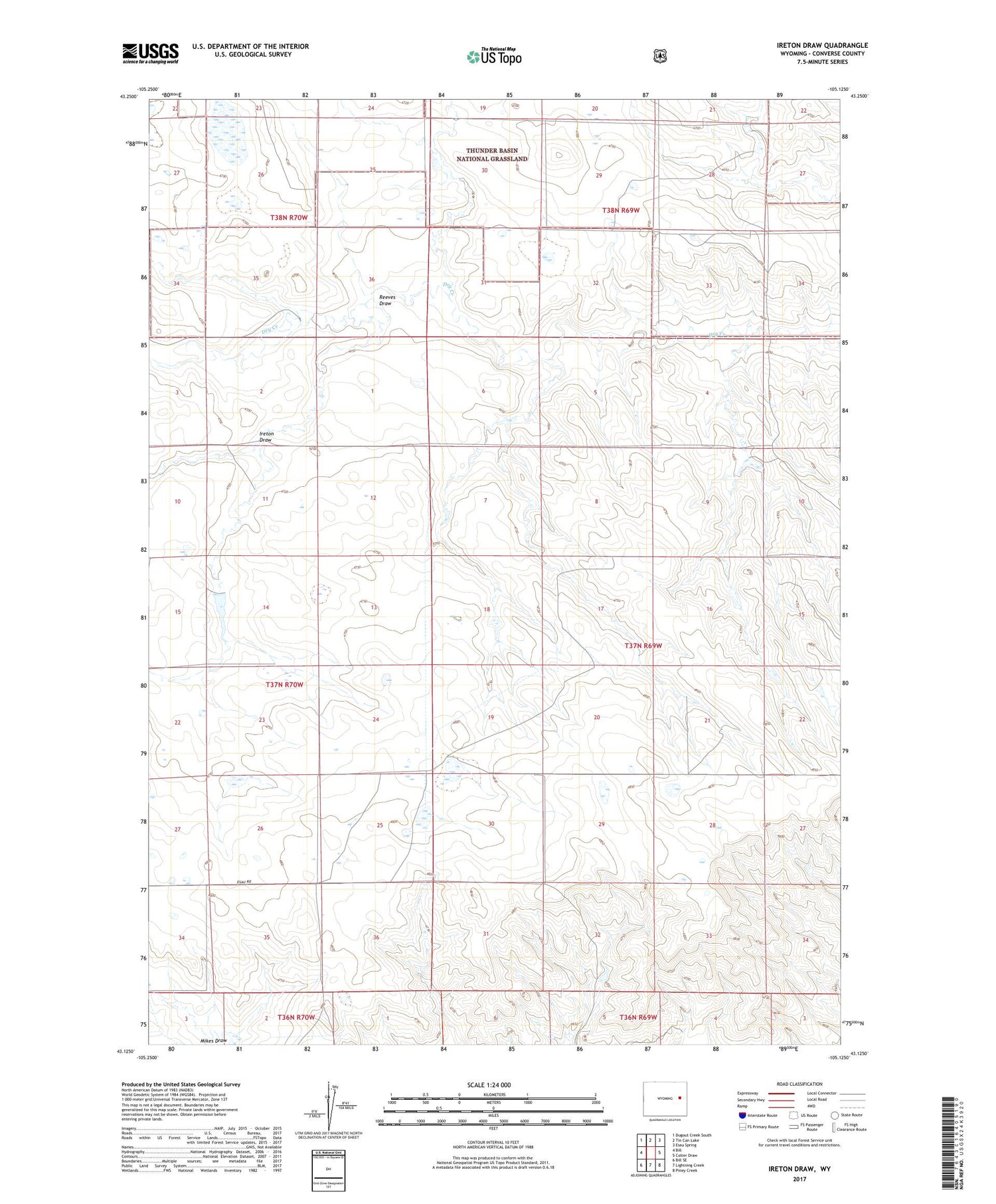 Ireton Draw Wyoming US Topo Map Image
