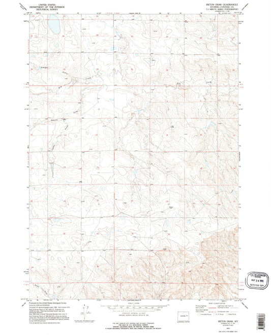Classic USGS Ireton Draw Wyoming 7.5'x7.5' Topo Map Image