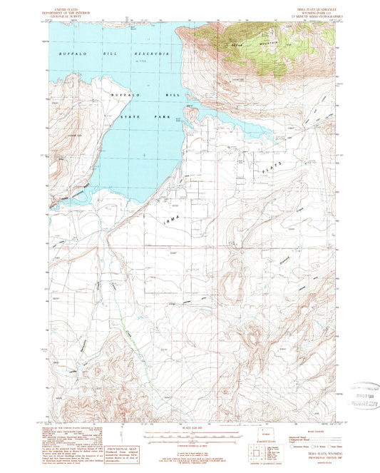 Classic USGS Irma Flats Wyoming 7.5'x7.5' Topo Map Image