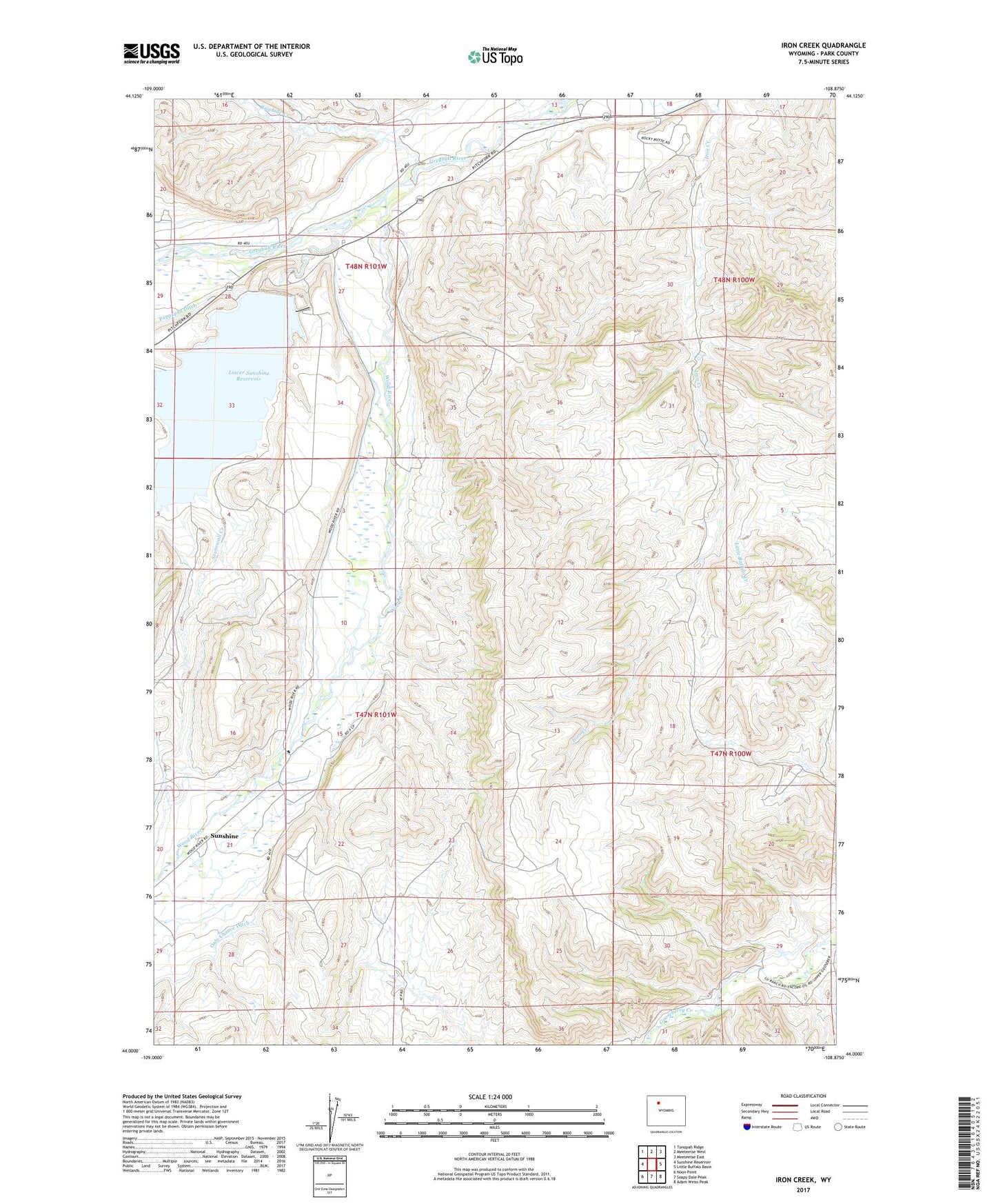 Iron Creek Wyoming US Topo Map Image