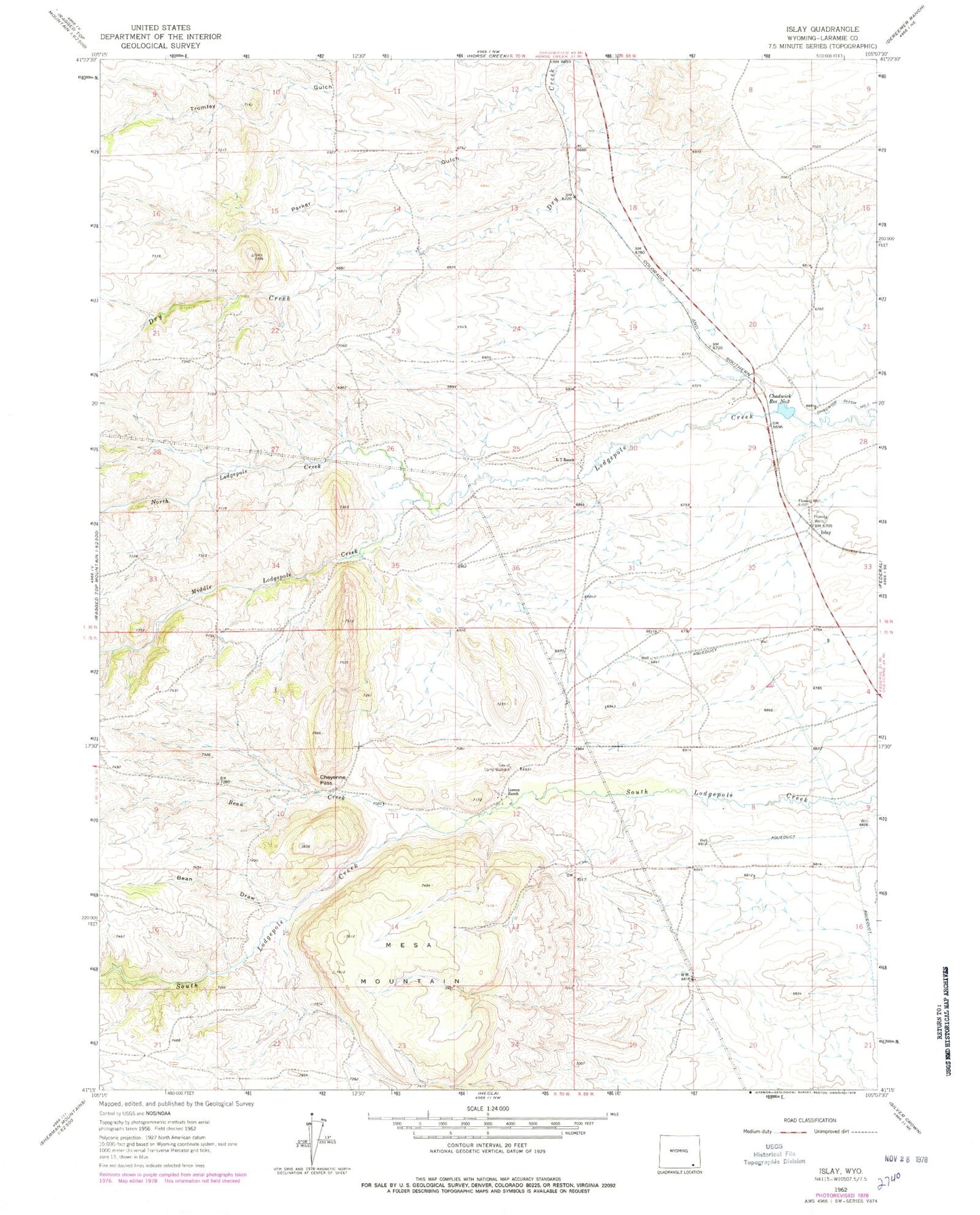 Classic USGS Islay Wyoming 7.5'x7.5' Topo Map Image