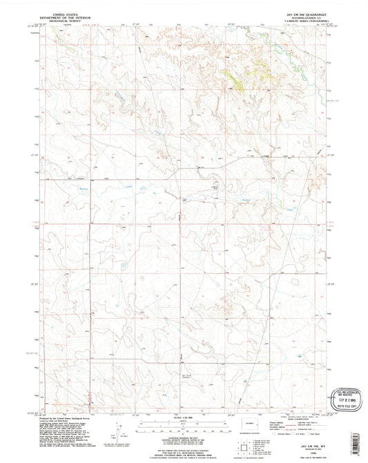 Classic USGS Jay Em NW Wyoming 7.5'x7.5' Topo Map Image