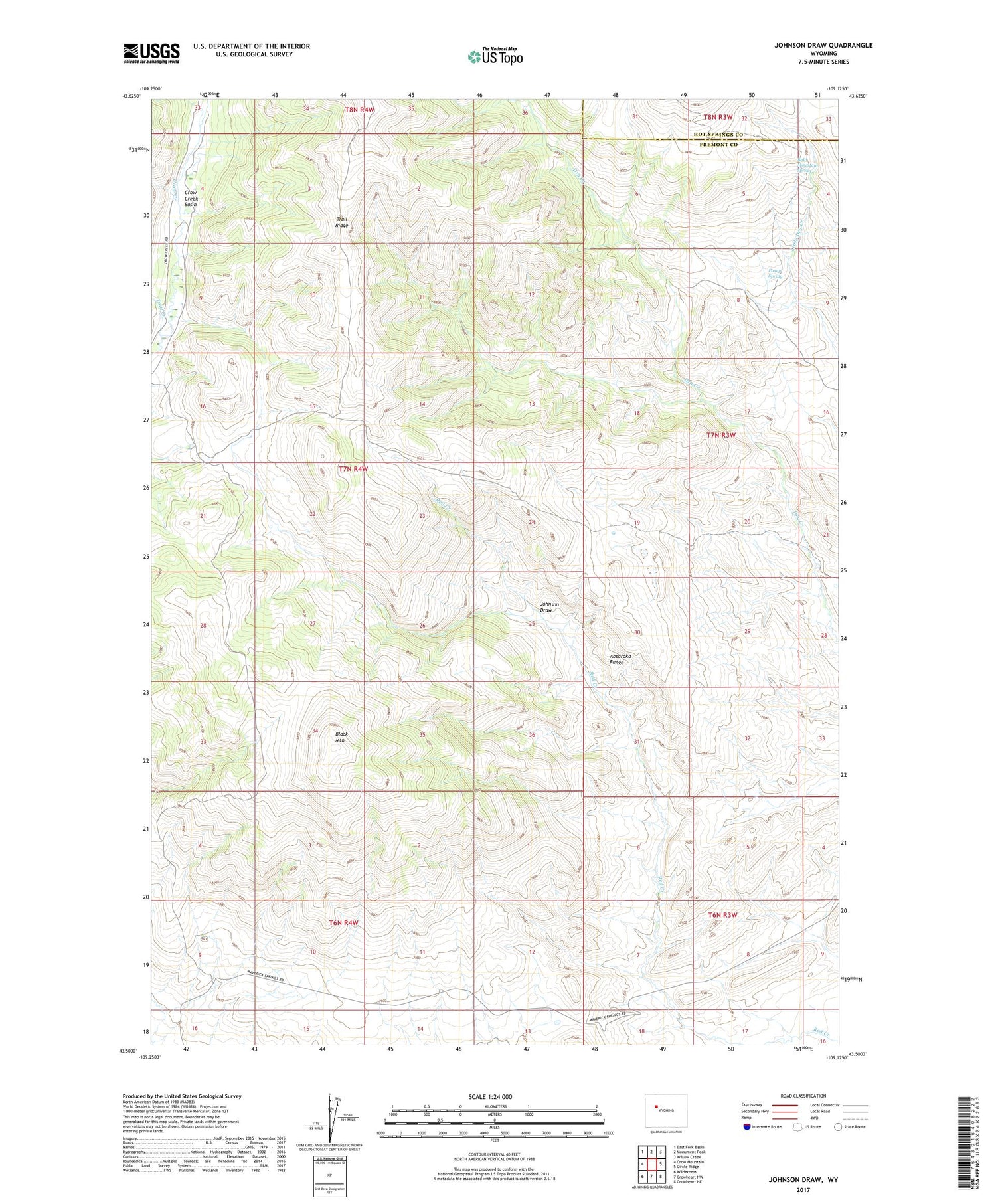 Johnson Draw Wyoming US Topo Map Image