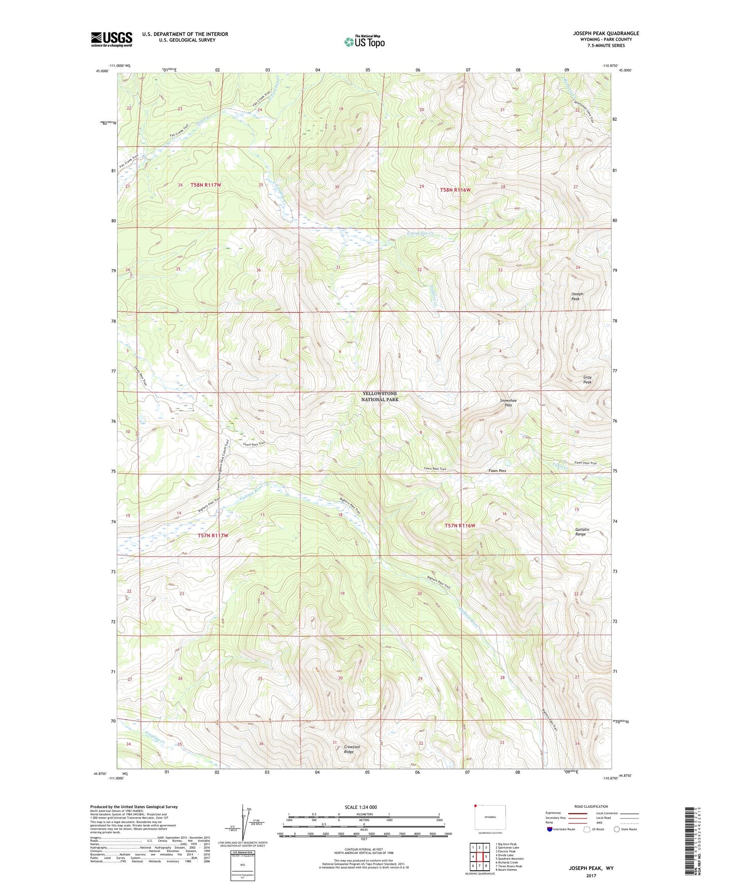 Joseph Peak Wyoming US Topo Map Image
