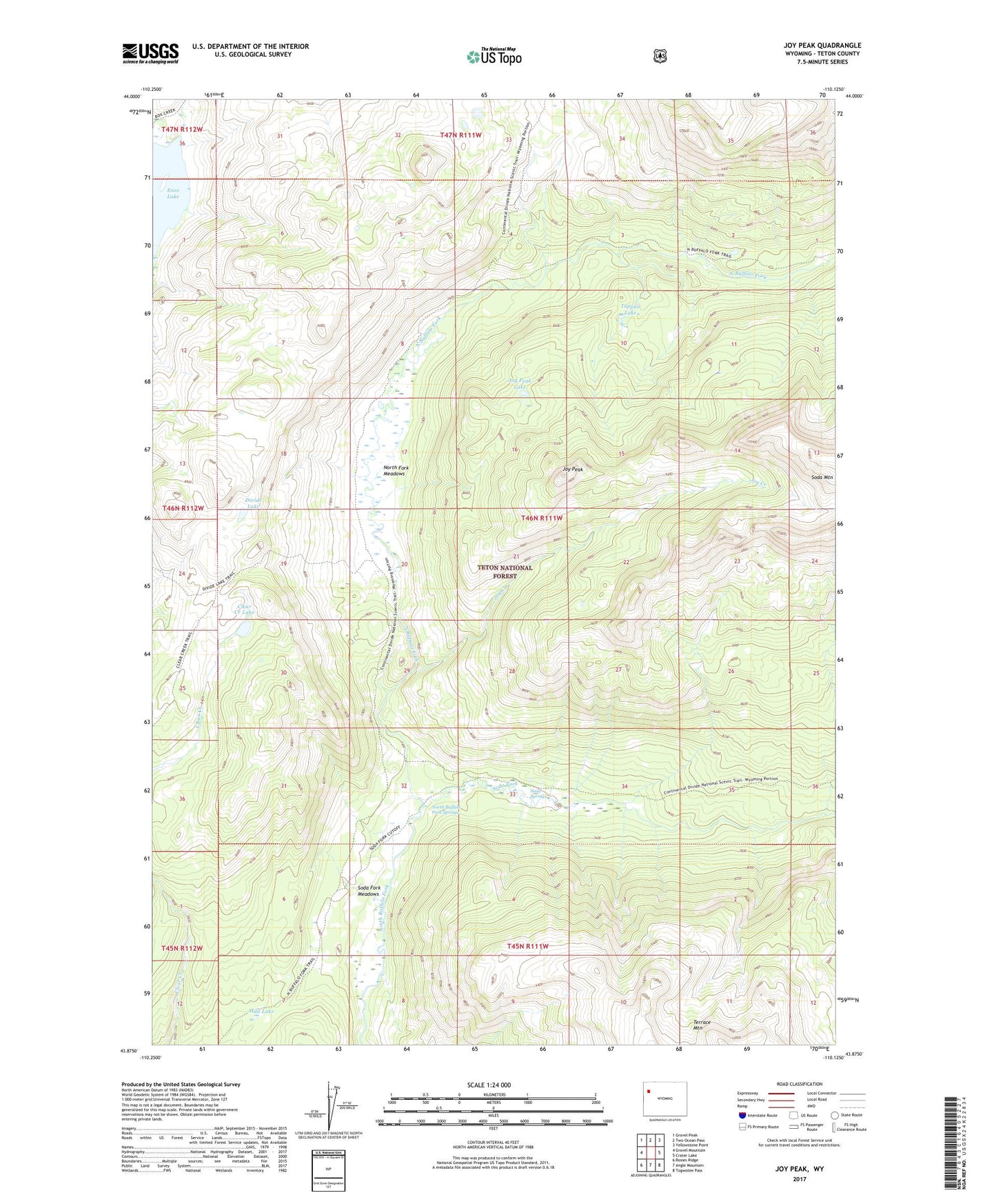 Joy Peak Wyoming US Topo Map Image