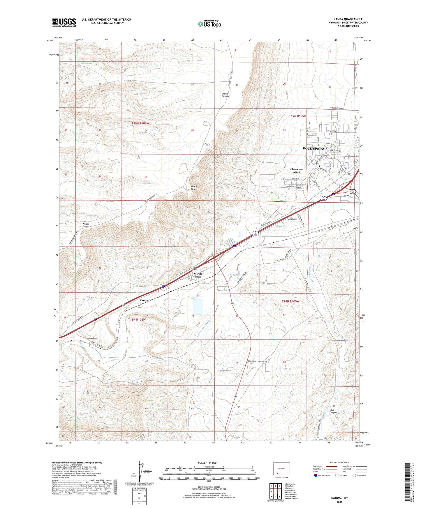 Kanda Wyoming US Topo Map Image