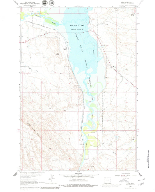 Classic USGS Kane Wyoming 7.5'x7.5' Topo Map Image