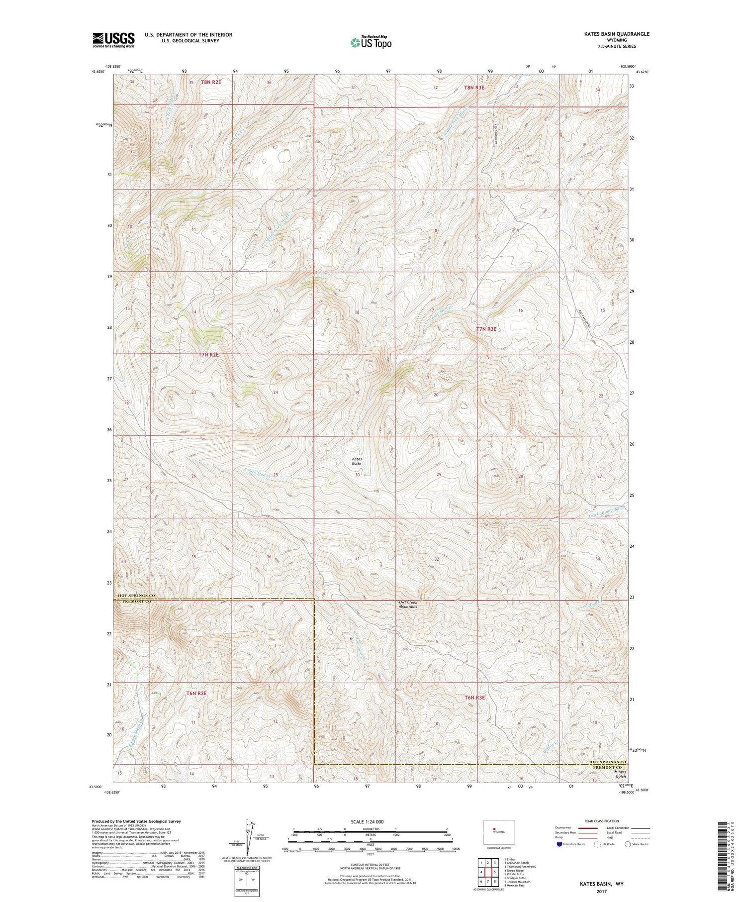 Kates Basin Wyoming US Topo Map Image