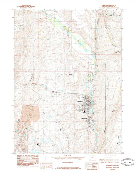 Classic USGS Kemmerer Wyoming 7.5'x7.5' Topo Map Image