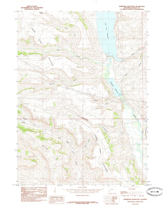 Classic USGS Kemmerer Reservoir Wyoming 7.5'x7.5' Topo Map Image