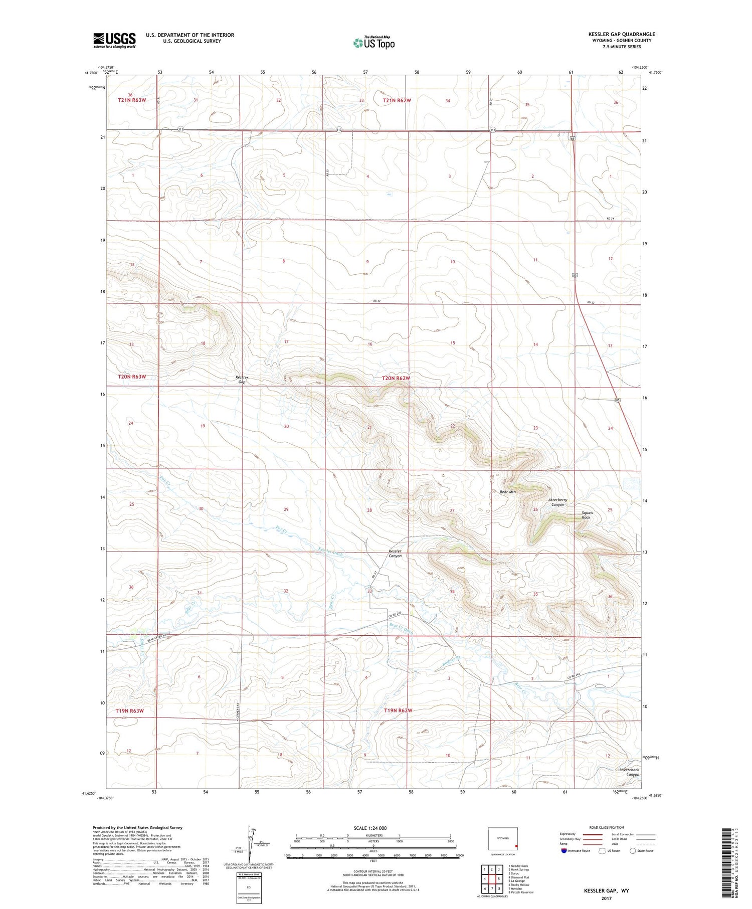 Kessler Gap Wyoming US Topo Map Image