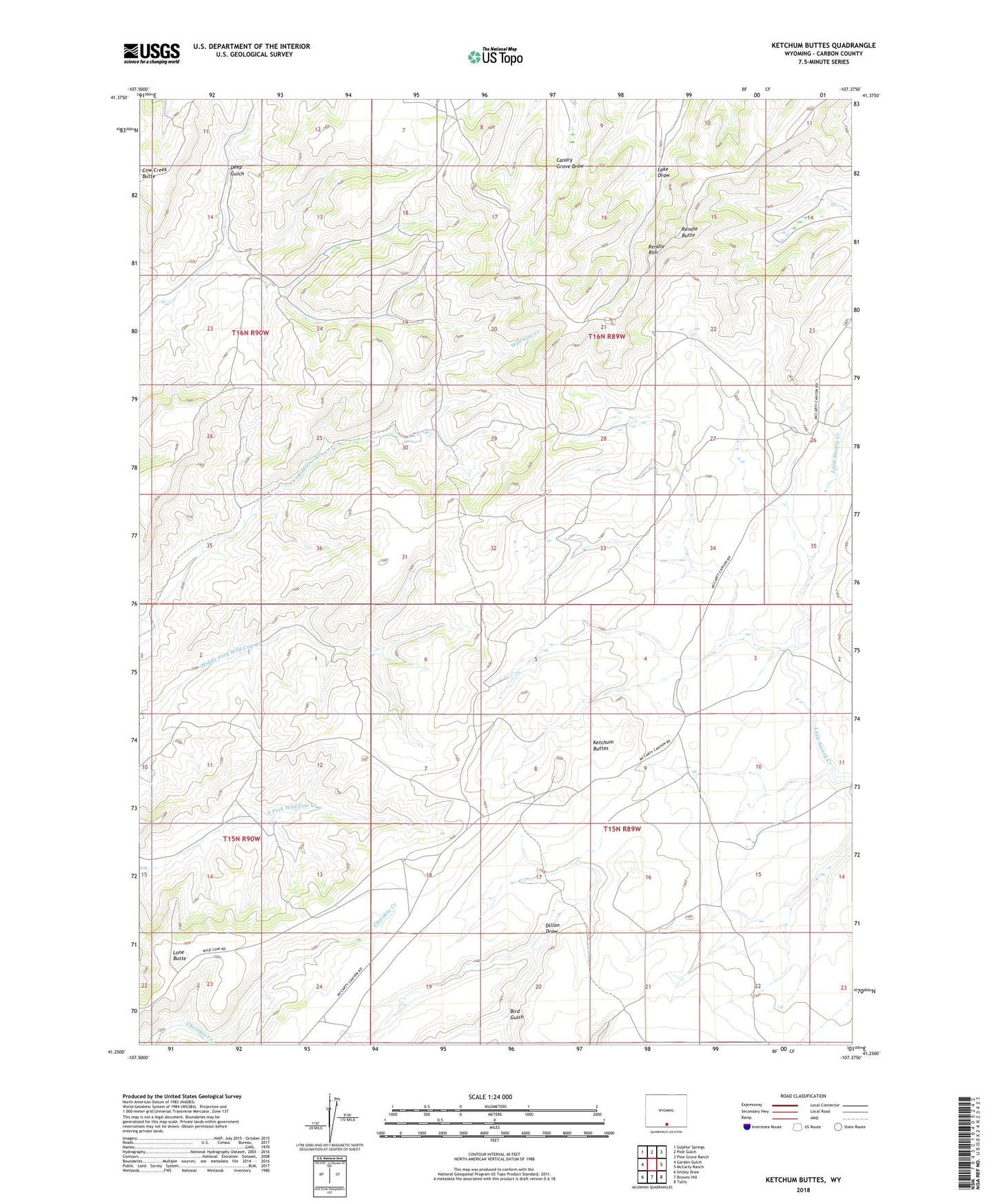 Ketchum Buttes Wyoming US Topo Map Image