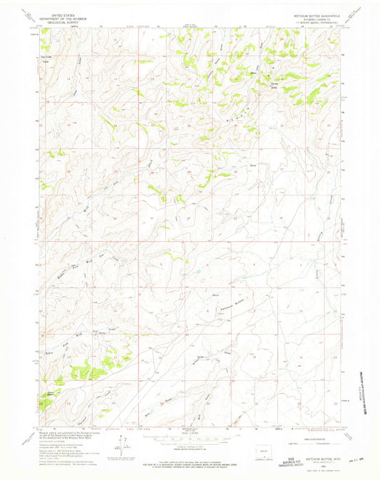 Classic USGS Ketchum Buttes Wyoming 7.5'x7.5' Topo Map Image