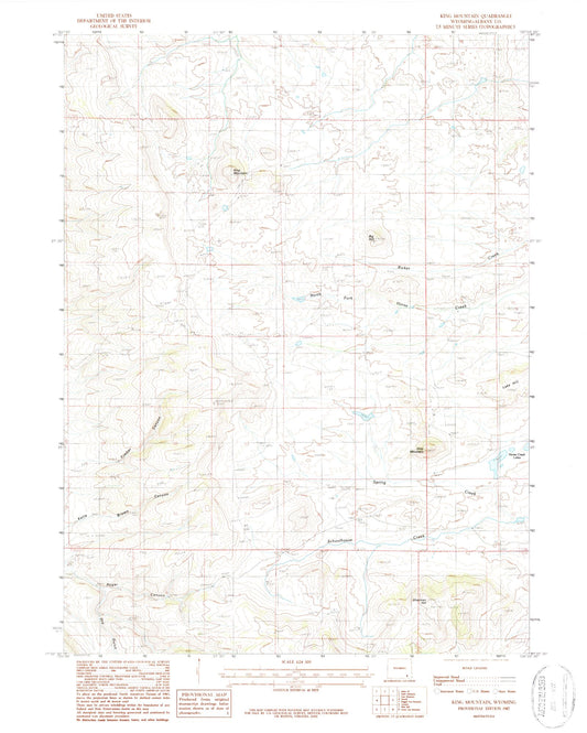 Classic USGS King Mountain Wyoming 7.5'x7.5' Topo Map Image