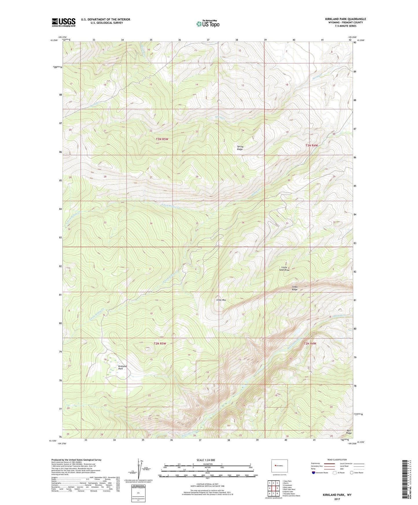 Kirkland Park Wyoming US Topo Map Image