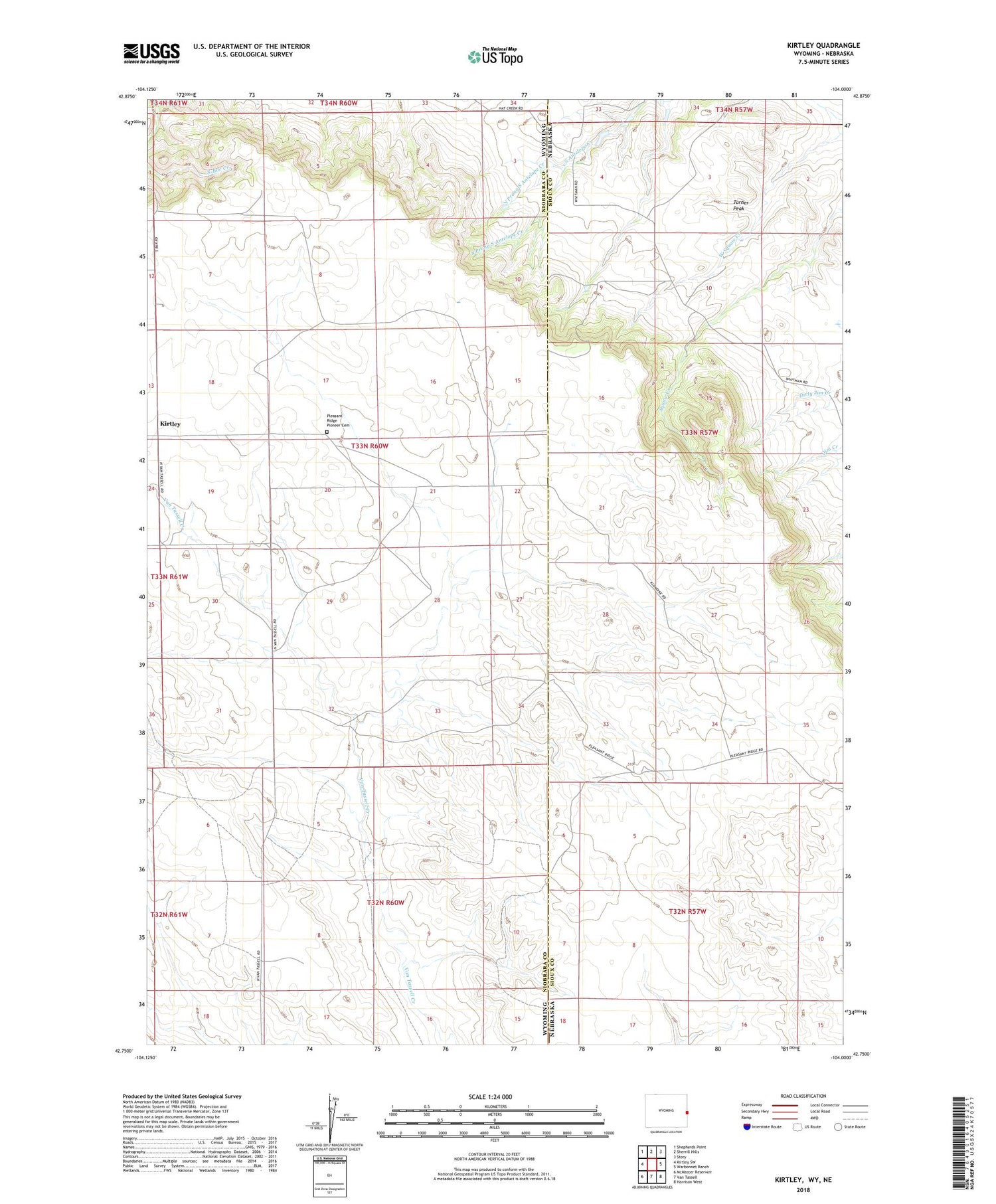 Kirtley Wyoming US Topo Map Image