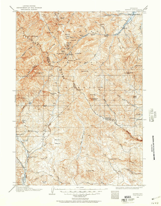 Historic 1904 Kirwin Wyoming 30'x30' Topo Map Image