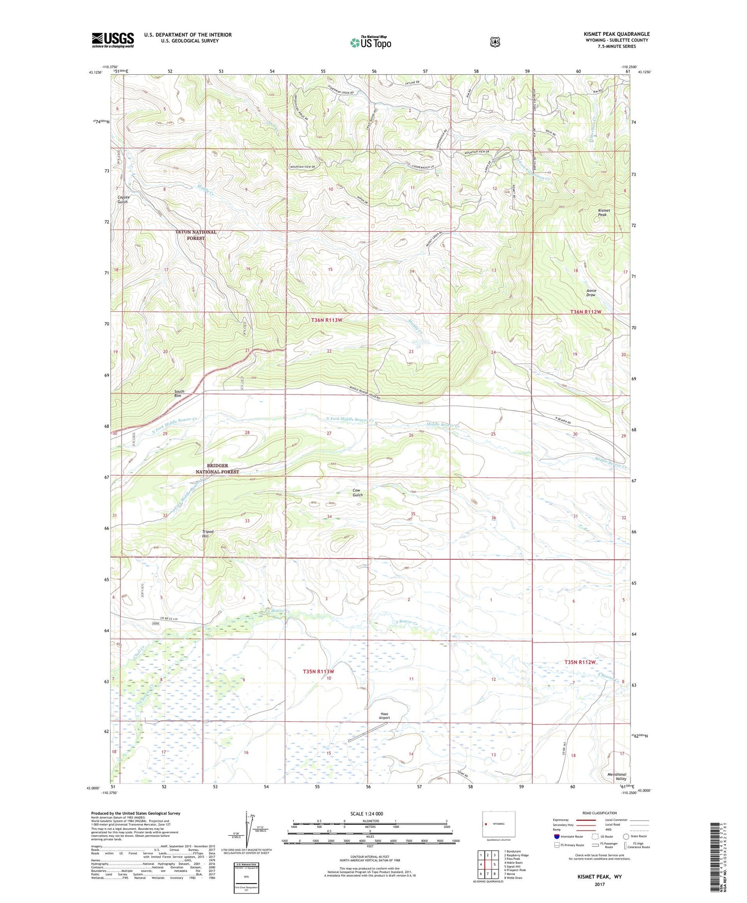 Kismet Peak Wyoming US Topo Map Image