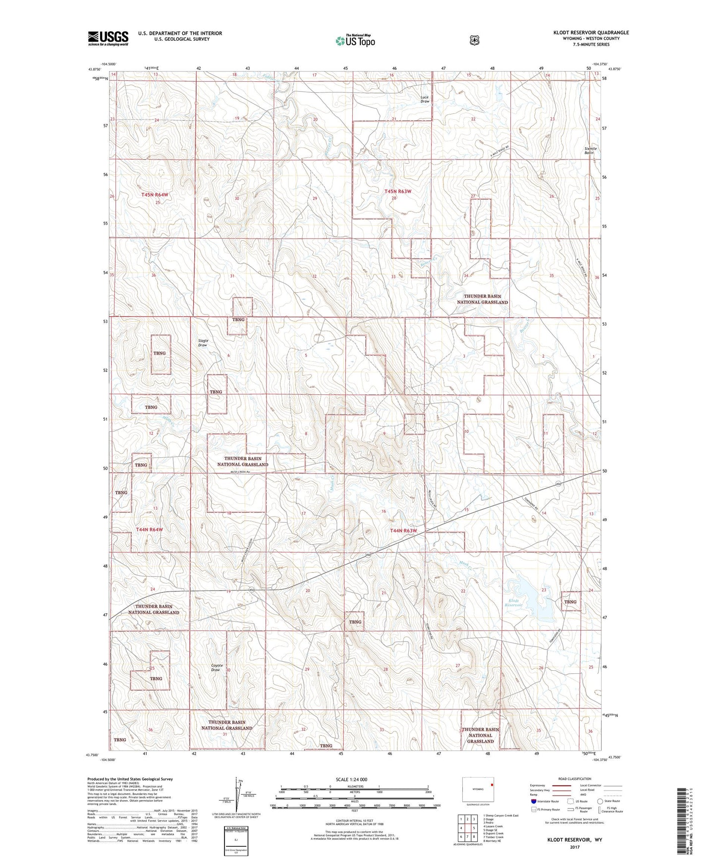 Klodt Reservoir Wyoming US Topo Map Image