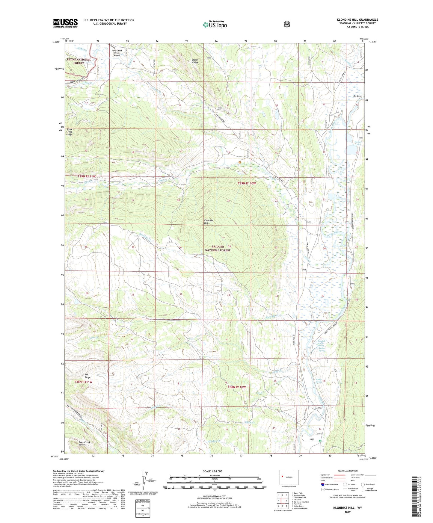 Klondike Hill Wyoming US Topo Map Image